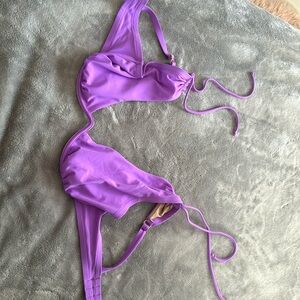 Purple tassel underwire bikini top